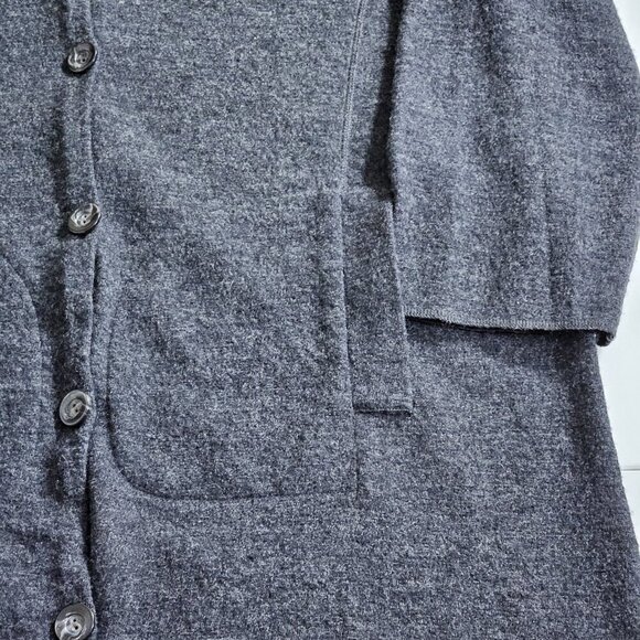 Laurel Cardigan Women 36 Gray Long Buttons LS Virgin Wool Luxury Timeless Pocket - Picture 10 of 13